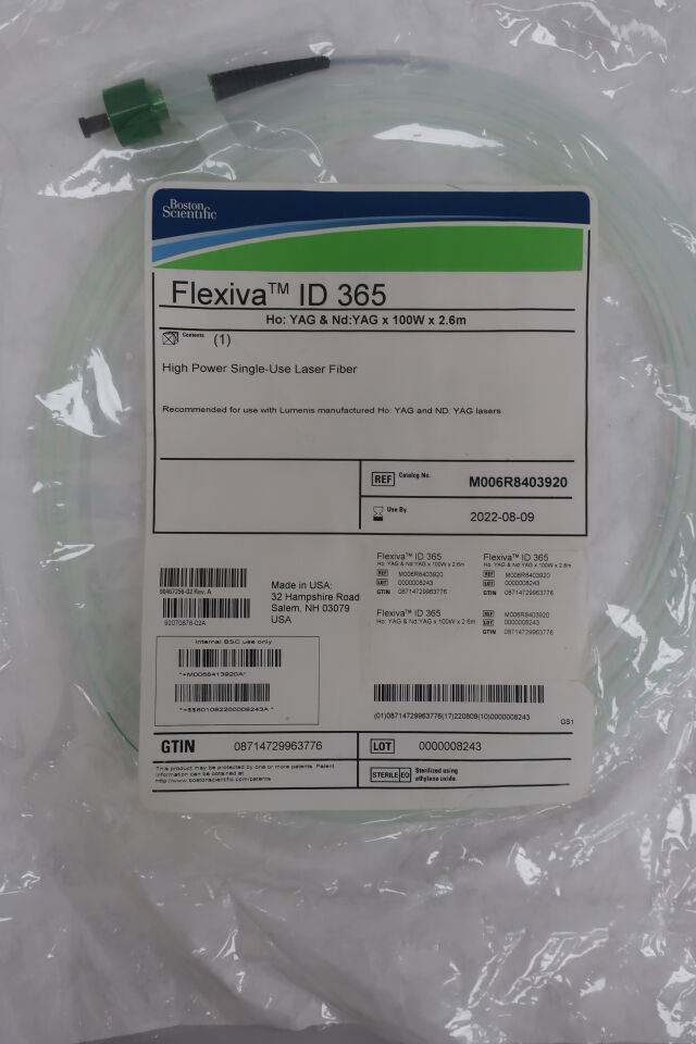 R840392 - BOSTON SCIENTIFIC - flexiva id 365 high power laser fiber, ho: yag & nd: yag x 100w x 2.6m, () - ( Expiry Date: 2024-03-23 )