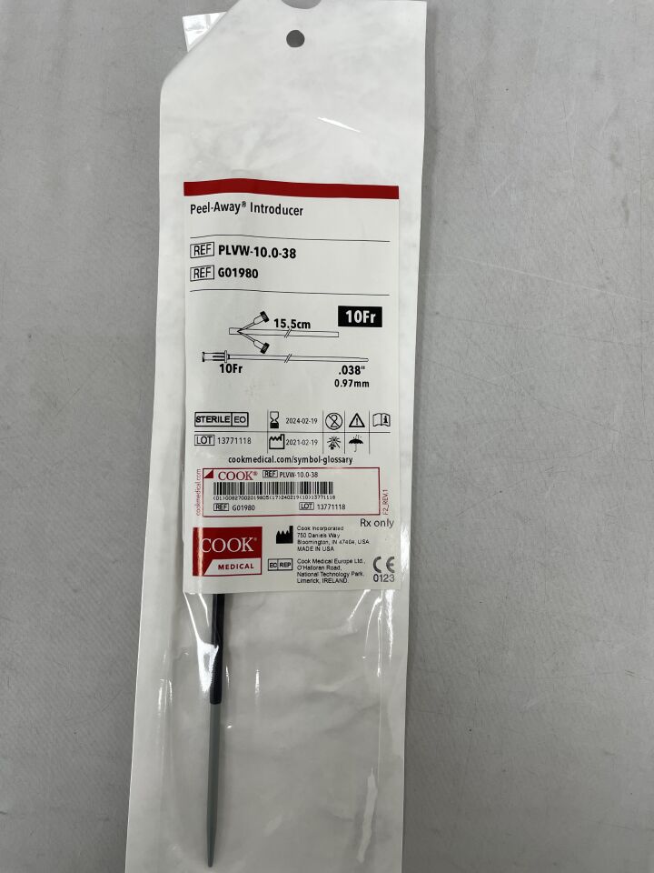 G01980 - COOK - peel-away sheath introducer 10f x 0.038", 15.5cm, () - ( Expiry Date: 2024-02-19 )