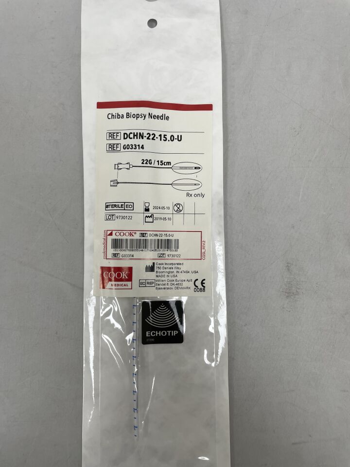G03314 - COOK - Chiba Biopsy Needle, EchoTip 22G x 15cm, (EA) - ( Expiry Date: 2024-05-10 )