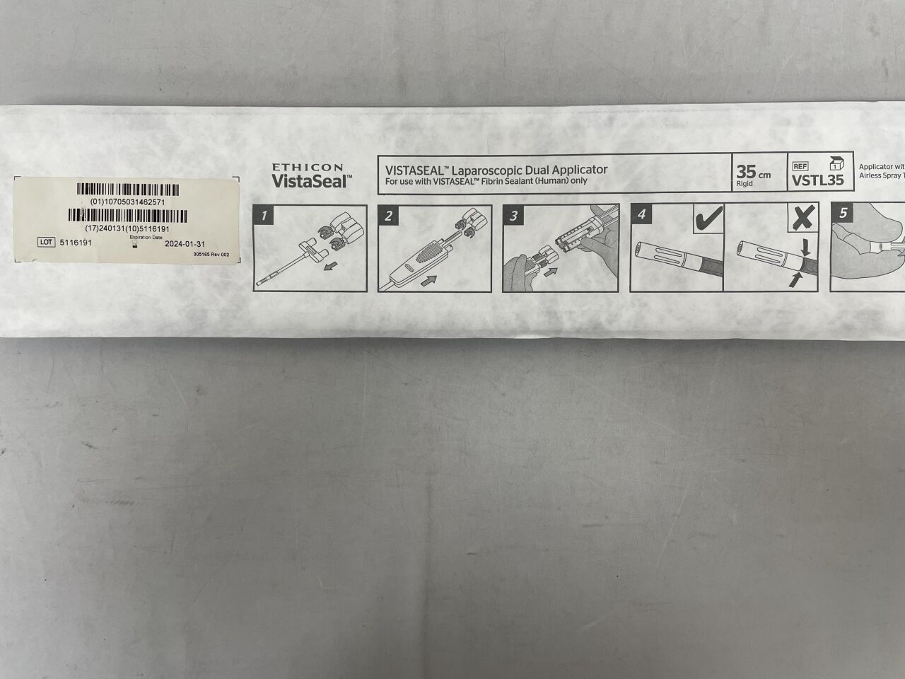 VSTL35 - ETHICON - Vistaseal Laparoscopic Dual Applicator, 35 cm Size, (EA) - ( Expiry Date: 2024-01-31 )