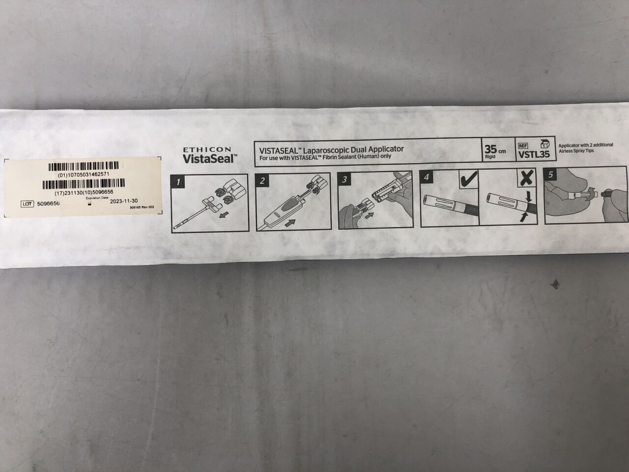 VSTL35 - ETHICON - Vistaseal Laparoscopic Dual Applicator, 35cm Size, () - ( Expiry Date: 2023-11-30 )