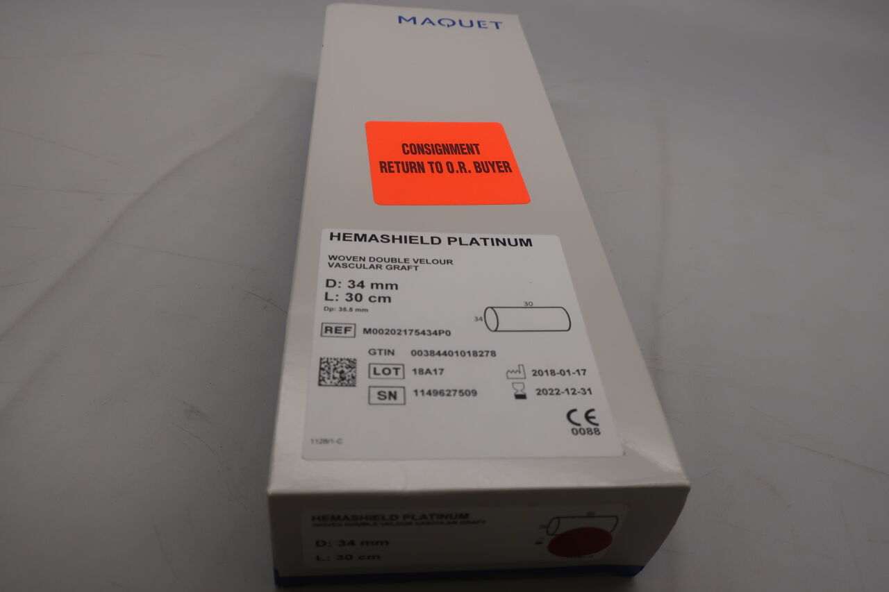 M00202175434P0 - MAQUET - HemaShield Platinum Woven Double Velour Vascular Graft, 34mm X 30cm, (BX/1) - ( Expiry Date: 2024-03-31 )