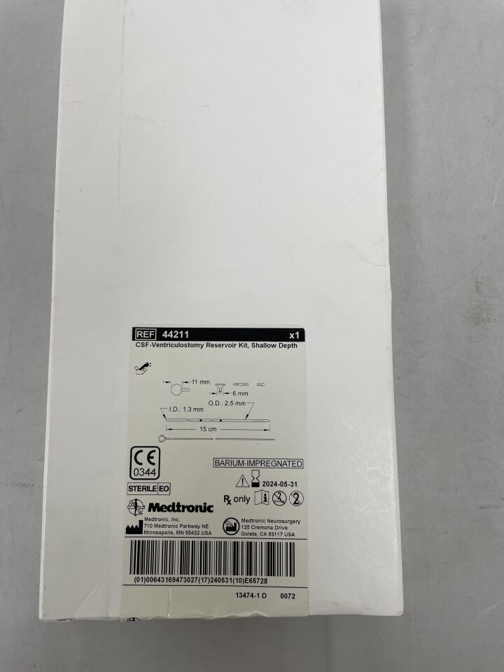 44211 - MEDTRONIC - CSF Ventriculostomy Reservoir Kit, Shallow Depth 11mm, 15cm, (BX/1) - ( Expiry Date: 2024-05-31 )