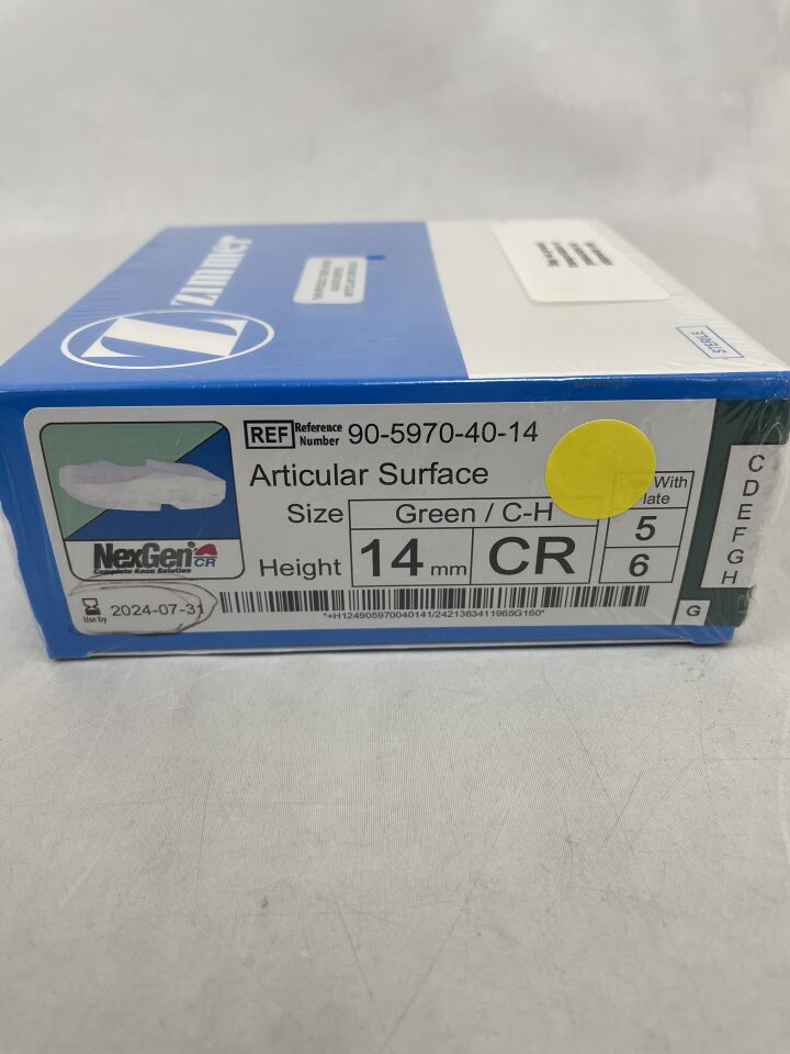 90-5970-40-14 - ZIMMER - NexGen CR Articular Surface, 14mm (Plates 5 & 6), (BX/1) - ( Expiry Date: 2024-07-31 )