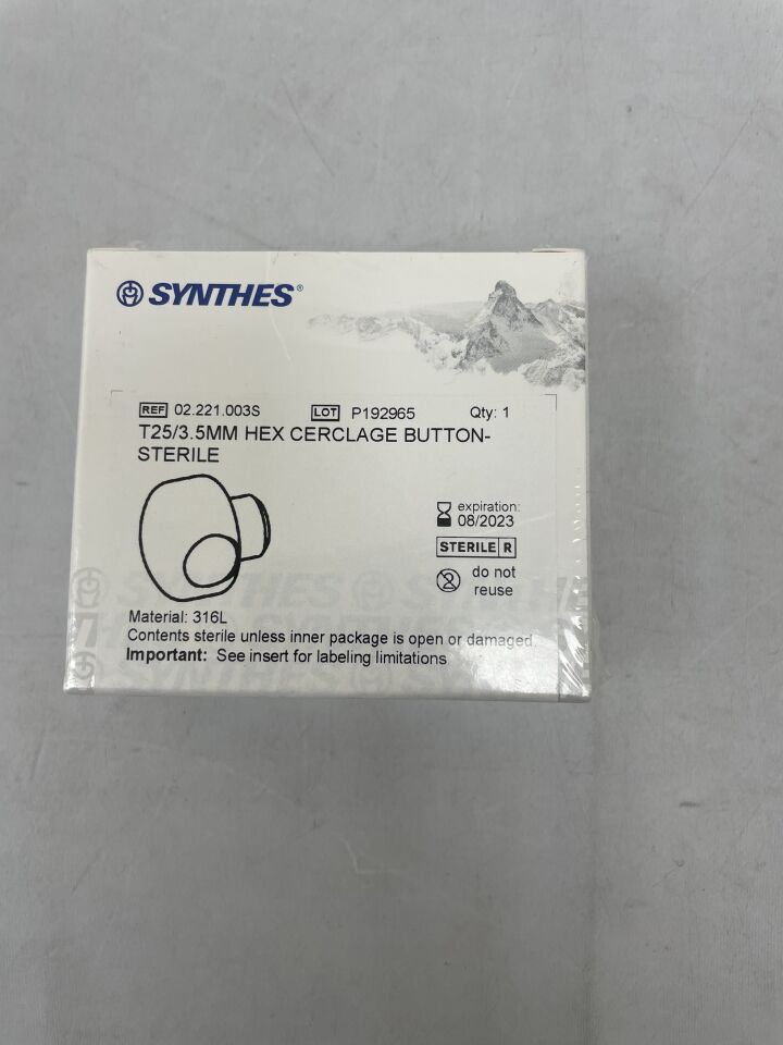 02.221.003S - SYNTHES - T25 StarDrive, 3.5mm HEX CERCLAGE BUTTON, (BX/1) - ( Expiry Date: 2023-08-31 )