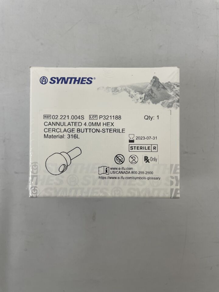 02.221.004S - SYNTHES - cannulated 4.0mm hex cerclage button, (BX/1) - ( Expiry Date: 2023-07-31 )