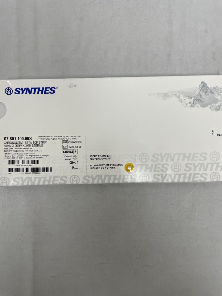 07.801.100.99S - SYNTHES - Chronos Beta-TCP Strip, 50mm x 25mm x 3mm-Sterile , (BX/1) - ( Expiry Date: 2023-11-30 )