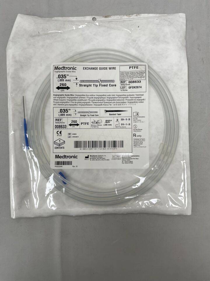 8633 - MEDTRONIC - Fixed Core Exchange Wire, 0.035 in. Size, 260 cm Length, (EA) - ( Expiry Date: 2024-10-28 )