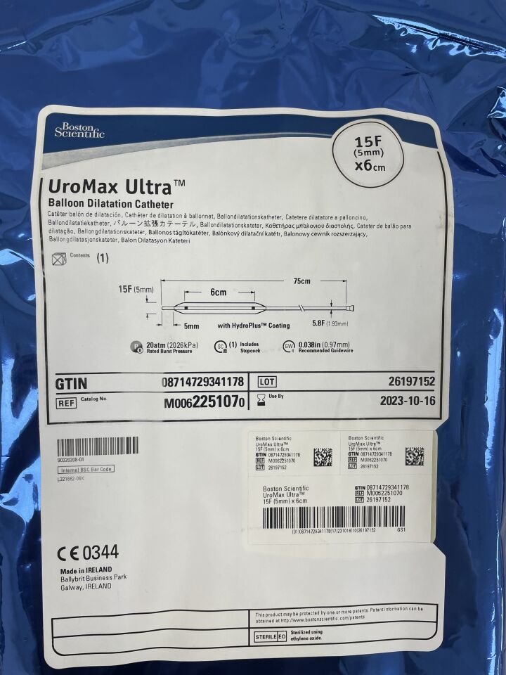 225107 - BOSTON SCIENTIFIC - UroMax Ultra Balloon Dilatation Catheter, 15F x 6cm, (EA) - ( Expiry Date: 2024-05-09 )
