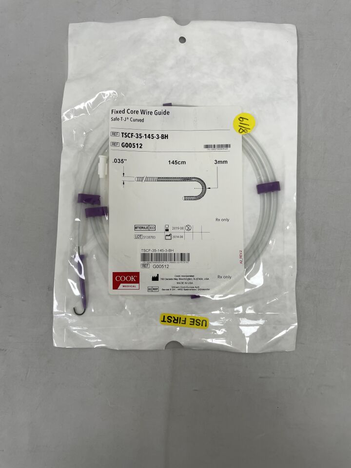 G00512 - COOK - Fixed Core Wire Guide, Safe-T-J Curved, 145cm, (EA) - ( Expiry Date: 2019-08-31 )