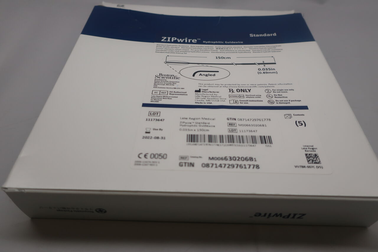 630206B - BOSTON SCIENTIFIC - ZIPwire Standard Hydrophilic Guidewire, 0.035" x 150cm, Angled, () - ( Expiry Date: 2019-10-31 )