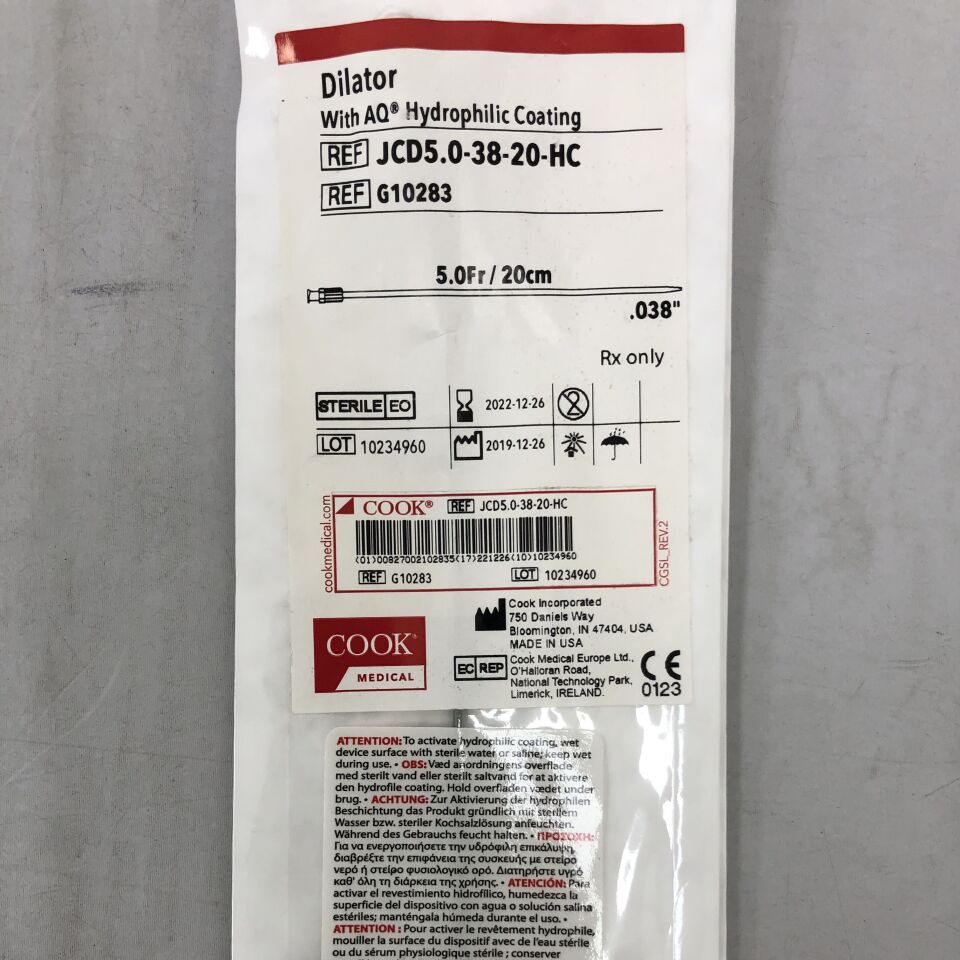 G10283 - COOK - Dilator With AQ, Hydrophilic Coating, () - ( Expiry Date: 2022-12-26 )