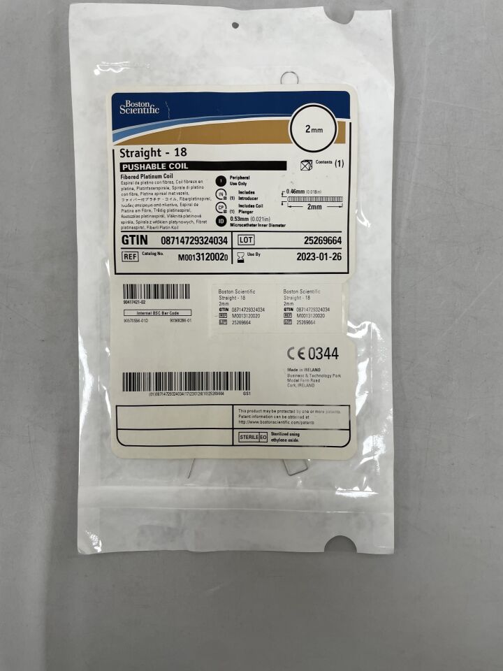 312002 - BOSTON SCIENTIFIC - fibered platinum coil 5mm x 5.5mm straight , (EA) - ( Expiry Date: 2023-01-26 )