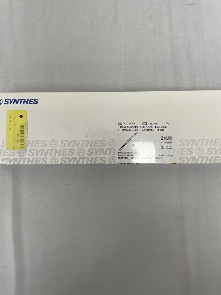 04.013.844S - SYNTHES - Cannulated Expert Retrograde/Antegrade Femoral Nail, Aqua, 14 x 320mm, (BX/1) - ( Expiry Date: 2023-10-31 )