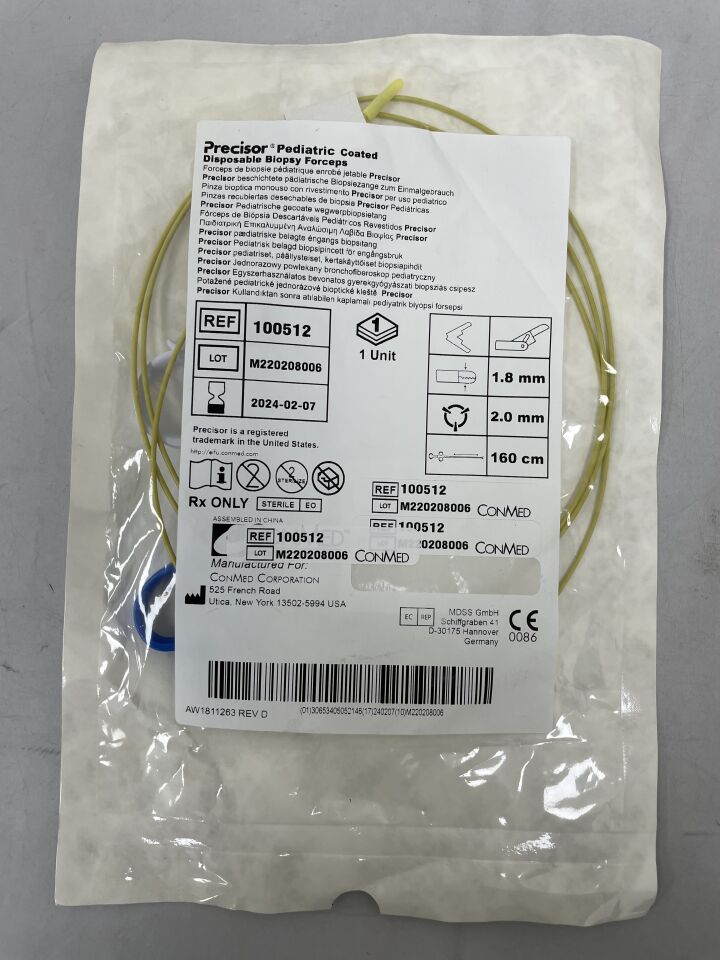 100512 - CONMED - PRECISOR Pediatric Coated Disposable Biopsy Forecps, 1.8 x 2mm, 160cm, (EA) - ( Expiry Date: 2024-02-07 )