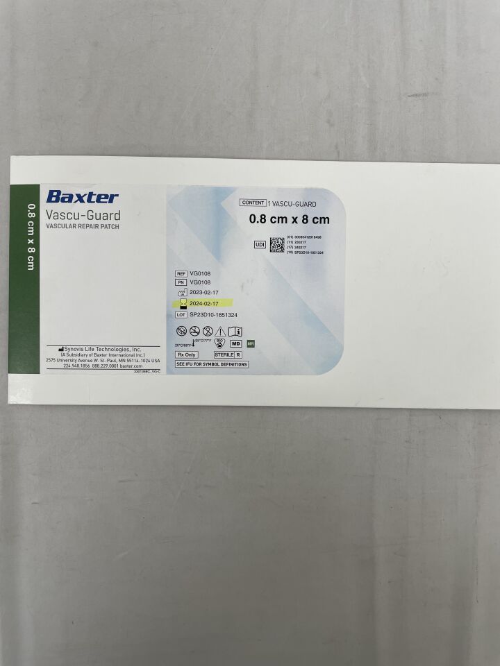 VG0108 - BAXTER - Vascu-Guard Vascular Repair Patch, 0.8cm x 8cm, (BX/1) - ( Expiry Date: 2024-02-17 )