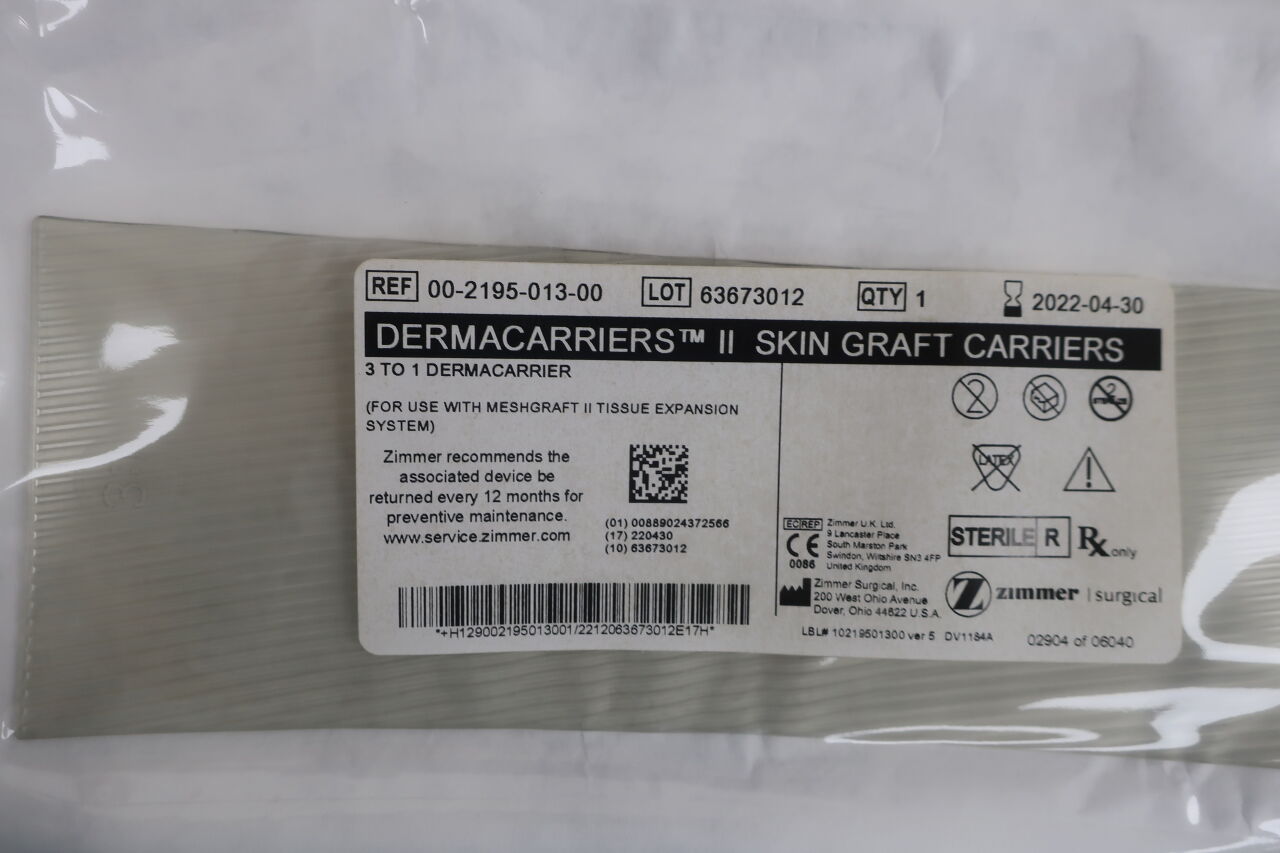 00-2195-013-00 - ZIMMER - MeshgraftTM II Tissue Expansion System Dermacarriers II Skin Graft Carriers 3-1, (EA) - ( Expiry Date: 2024-04-30 )