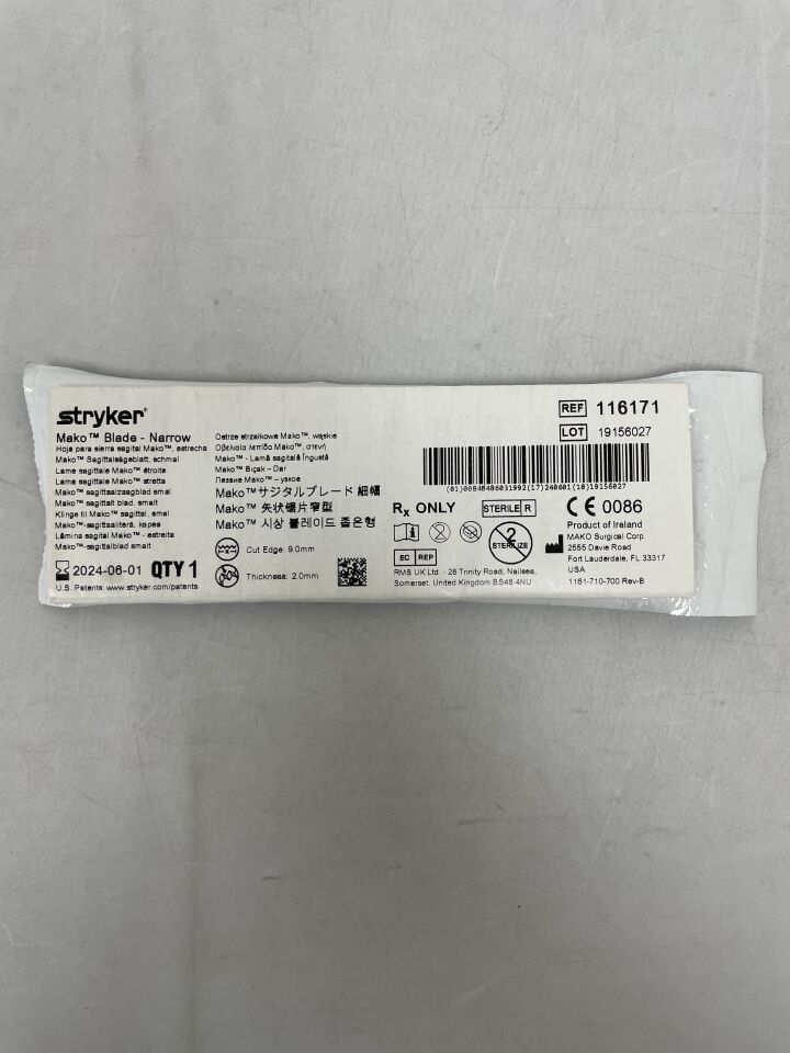 116171 - STRYKER - Mako Blade, Narrow 9mm x 2mm, (EA) - ( Expiry Date: 2024-06-01 )