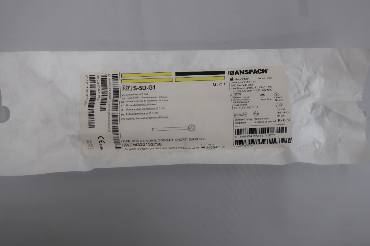 S-5D-G1 - ANSPACH - 5 mm Diamond Ball cutting burr, () - ( Expiry Date: 2024-07-12 )