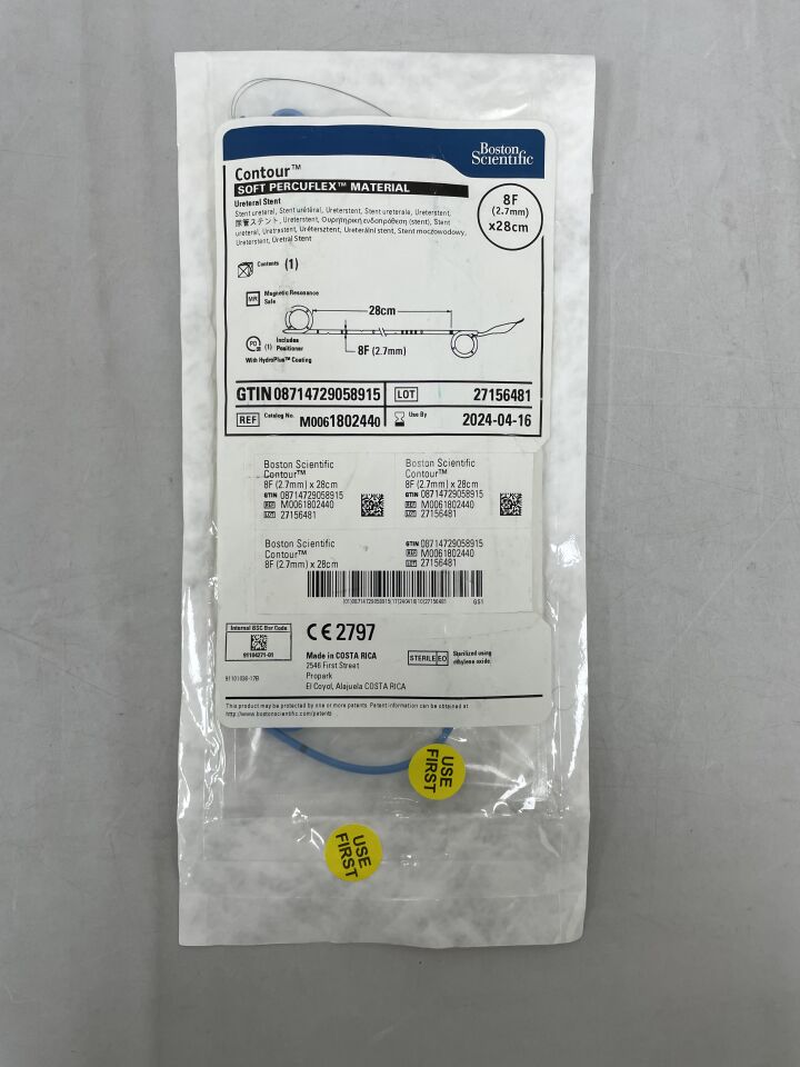 180244 - BOSTON SCIENTIFIC - Contour Soft Percuflex Material Ureteral Stent, 8F x 28cm, () - ( Expiry Date: 2024-04-16 )