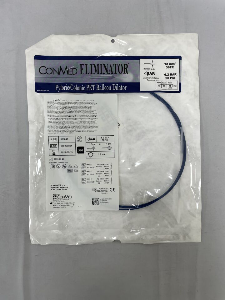 847 - CONMED - 3-Stage Eliminator Pyloric/Colonic PET Balloon Dilator 36F, (EA) - ( Expiry Date: 2024-06-19 )
