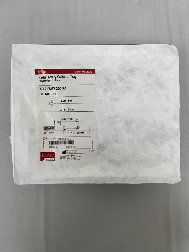 G01923 - COOK - Radial Artery Catheter Tray , 3F X 5CM, (EA) - ( Expiry Date: 2024-11-01 )