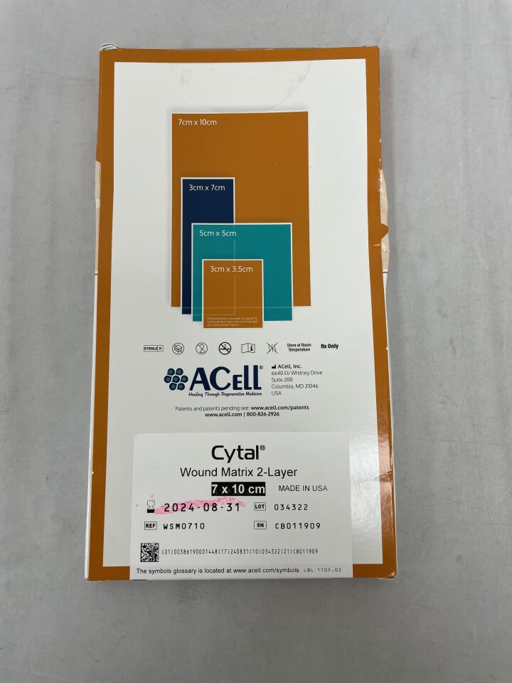 WSM0710 - INTEGRA - ACell Cytal Wound Matrix, 2-Layer 7cm x 10cm, (BX/1) - ( Expiry Date: 2024-08-31 )