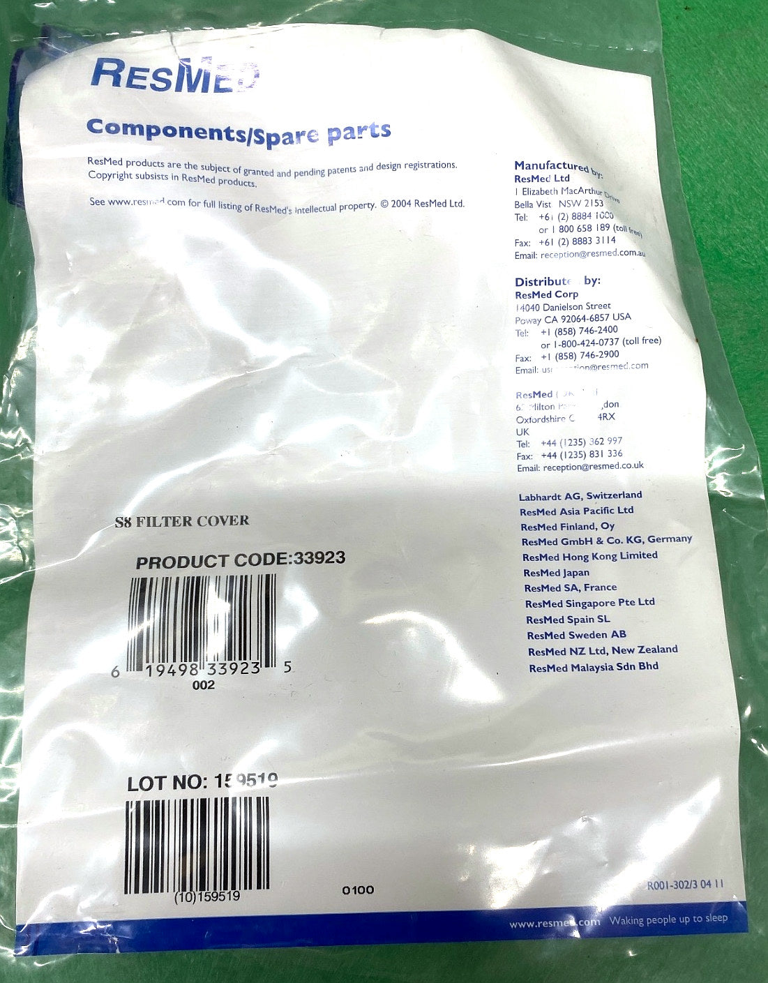 33923 - RESMED - S8 FILTER COVER, (EA/1)