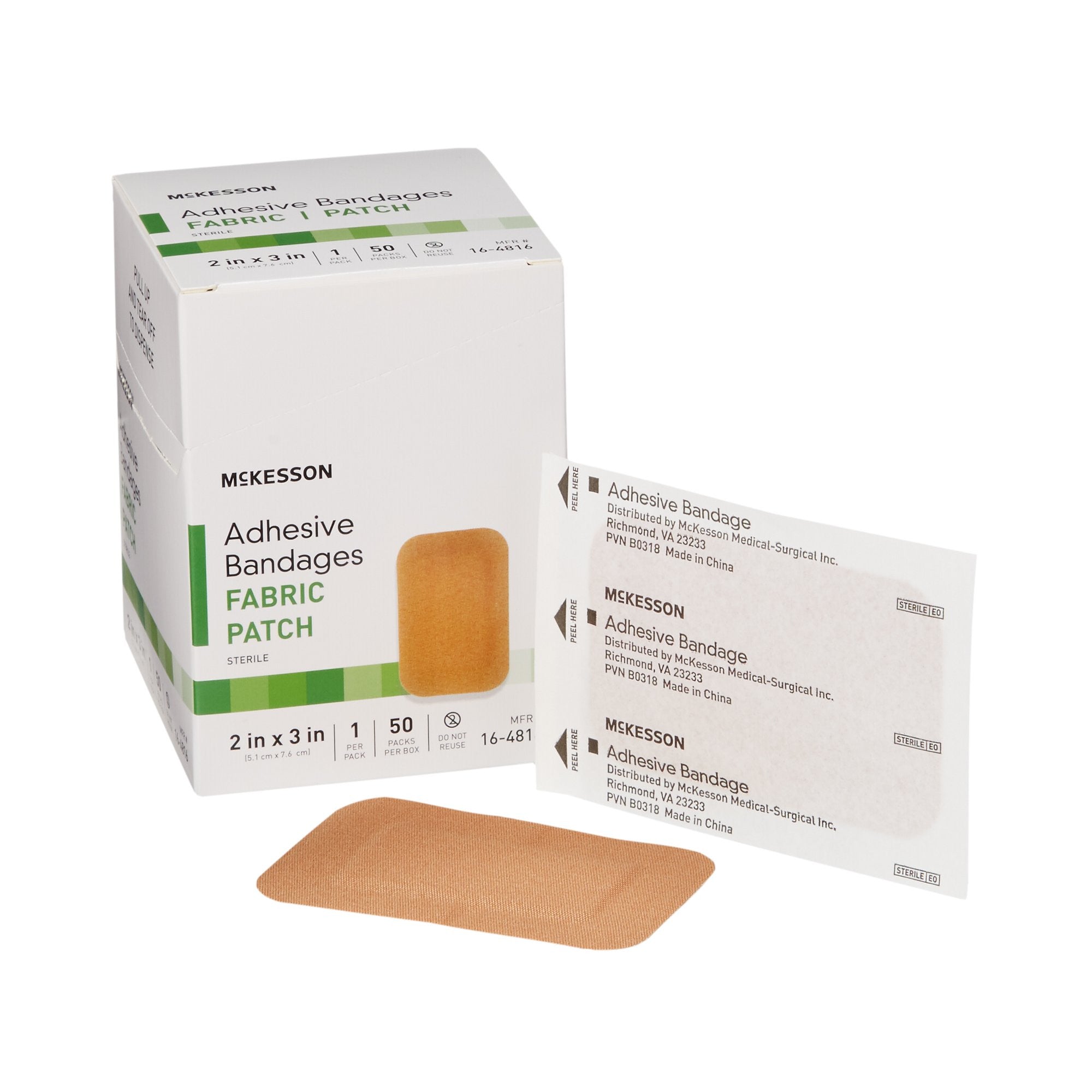466874 - McKesson - McKesson Adhesive Strip Fabric Tan 2 X 3 Inch Sterile, 16-4816, Case of 1200, (CS)
