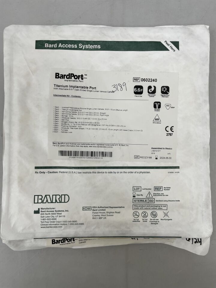 0602240 - BARD - BardPort Ti Implantable Port 6.6F, (EA) - ( Expiry Date: 2024-06-30 )