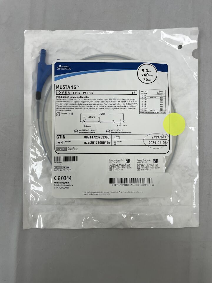 3917105047 - BOSTON SCIENTIFIC - mustang over the wire pta balloon dilatation catheter, 5.0mm x 40mm x 75cm, 5f, (EA) - ( Expiry Date: 2024-09-09 )