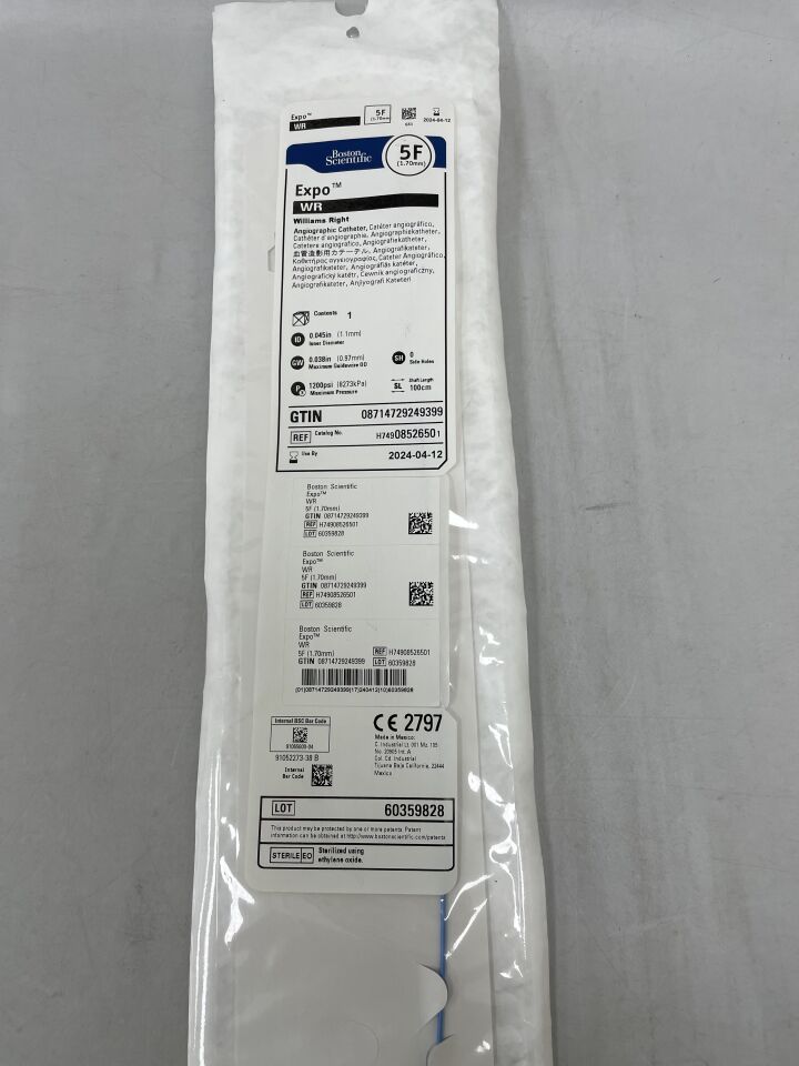 *0852650 - BOSTON SCIENTIFIC - 5F Expo WR Williams Right Angiographic Catheter, (EA) - ( Expiry Date: 2024-04-12 )