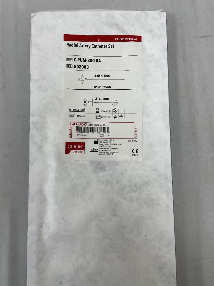 G02003 - COOK - Radial Artery Catheter Set, (EA) - ( Expiry Date: 2024-10-25 )