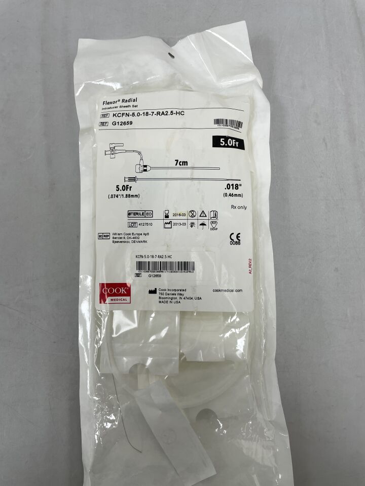 G12659 - COOK - Flexor Radial Introducer Sheath Set, 5.0Fr 7cm, (EA) - ( Expiry Date: 2016-03-31 )