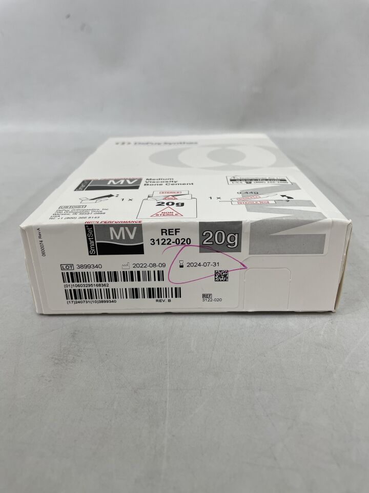 3122-020 - DEPUY - SmartSet Medium Viscosity Bone Cement 20g, (BX/1) - ( Expiry Date: 2024-07-31 )
