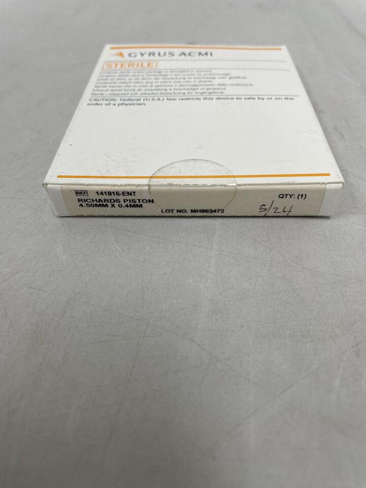 141816-ENT - GYRUS ACMI - Richards Piston, 4.5 x 0.4mm, (BX/1) - ( Expiry Date: 2024-03-11 )