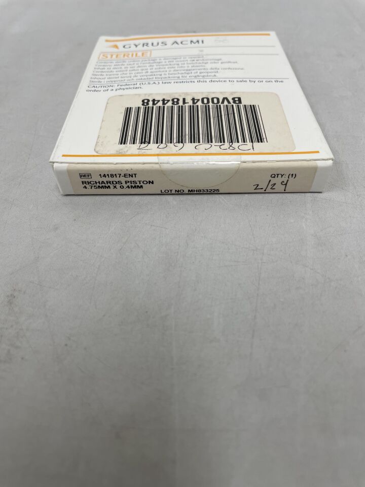 141817-ENT - GYRUS ACMI - Richards Piston, 4.75 x 0.4mm, (BX/1) - ( Expiry Date: 2024-02-11 )