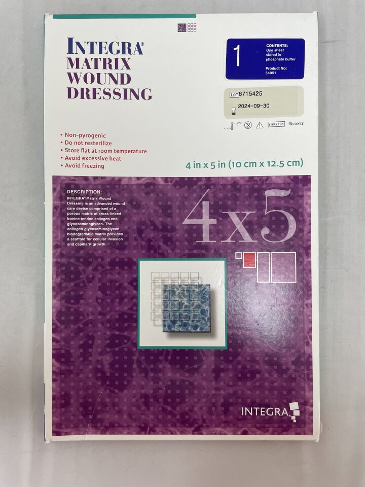 54051 - INTEGRA - Matrix Wound Dressing 10cm x 12.5cm, (BX/1) - ( Expiry Date: 2024-09-30 )