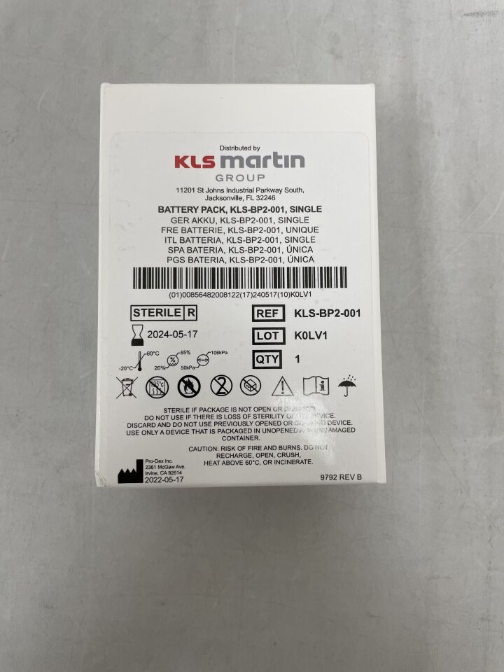 KLS-BP2-001 - KLS MARTIN - Battery Pack, (BX/1) - ( Expiry Date: 2024-05-17 )