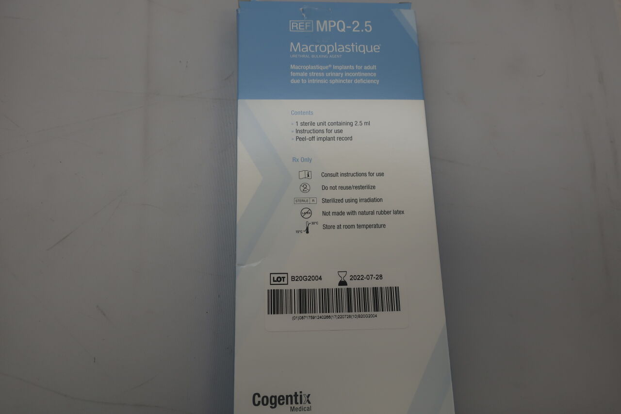 MPQ-2.5 - LABORIE - Cogentix Macroplastique Urethral Bulking Agent 2.5ml, () - ( Expiry Date: 2024-09-28 )