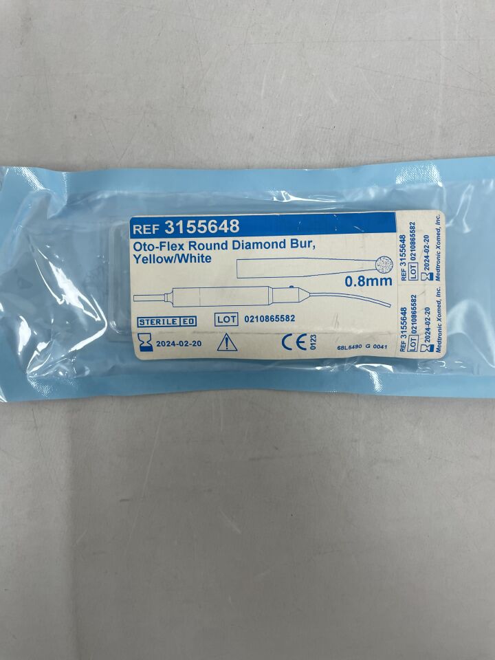 3155648 - MEDTRONIC - oto-flex round diamond bur, yellow/white, 0.8mm, (EA) - ( Expiry Date: 2024-02-20 )