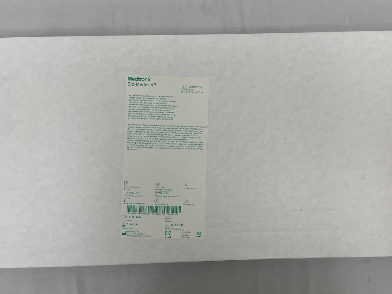 CB96605-021 - MEDTRONIC - Bio-Medicus Femoral Venous Cannula Kit, 21Fr x 50cm, (BX/1) - ( Expiry Date: 2018-12-31 )