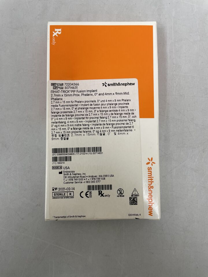 72204366 - SMITH & NEPHEW - HAT-TRICK Fusion Implant, 2.7 x 15mm, (BX/1)