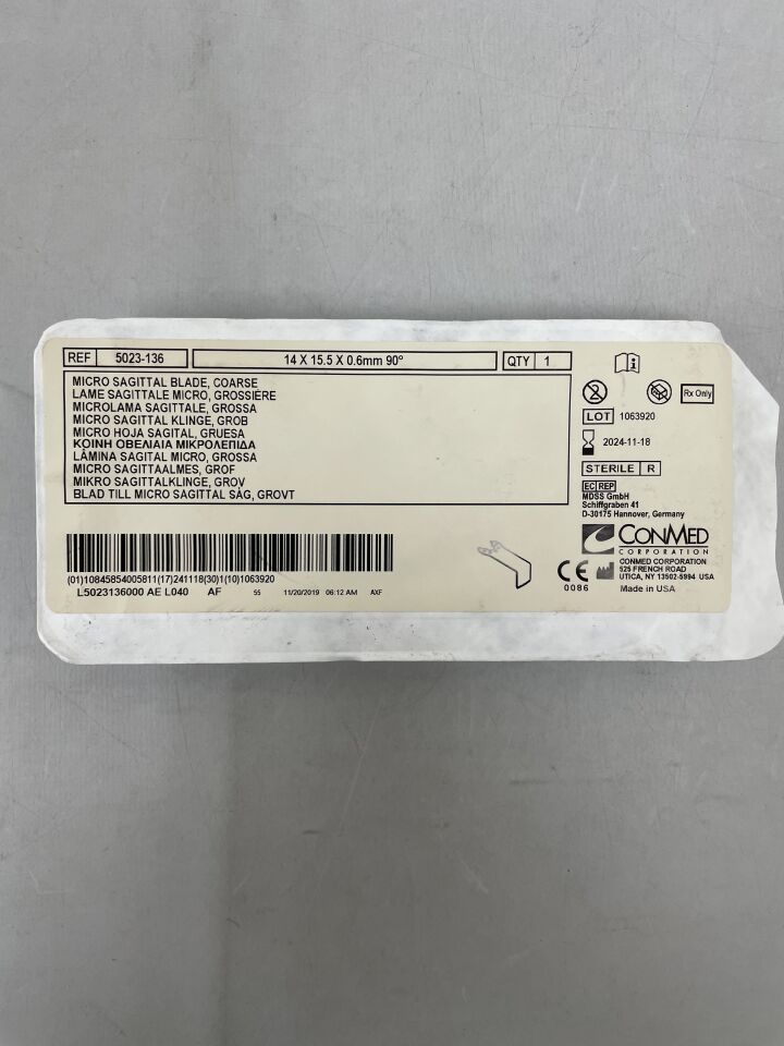 5023-136 - CONMED - Micro Sagittal Blade, Coarse, () - ( Expiry Date: 2024-11-18 )