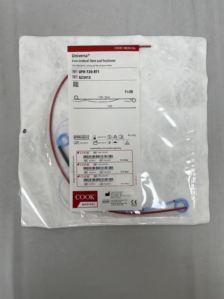 G23412 - COOK - Universa Firm Ureteral Stent & Positioner, 7F x 24cm, () - ( Expiry Date: 2024-09-30 )