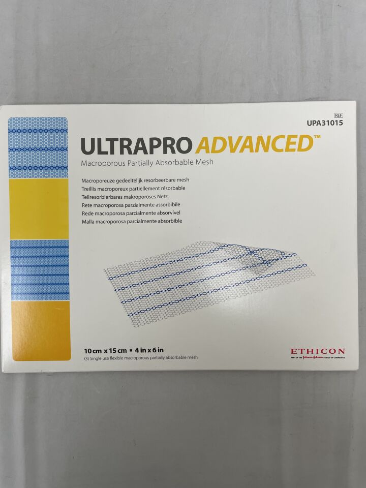 UPA31015 - ETHICON - Ultrapro Advance Absorbale Mesh - Macroporous Mesh, Rectangle, 10 cm x 15 cm, (BX/3) - ( Expiry Date: 2019-08-31 )