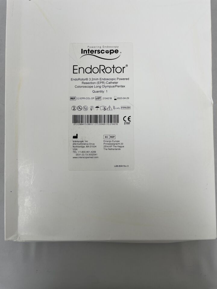 3.2-EPR-COL-OP - INTERSCOPE - EndoRotor 3.2mm Endoscopic Powered Resection EPR Catheter , Colonoscope Long Olympus / Pentax, (BX/1) - ( Expiry Date: 2023-04-29 )