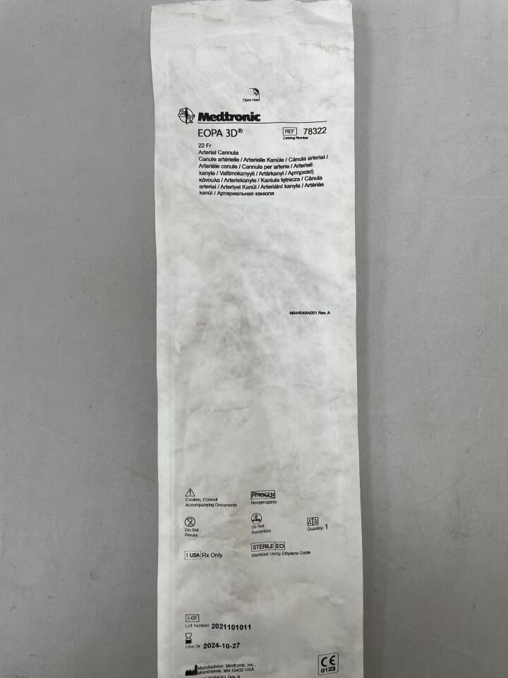 78322 - MEDTRONIC - EOPA 3D Arterial Cannula 22F Non-Vented 3/8", (EA) - ( Expiry Date: 2024-10-27 )