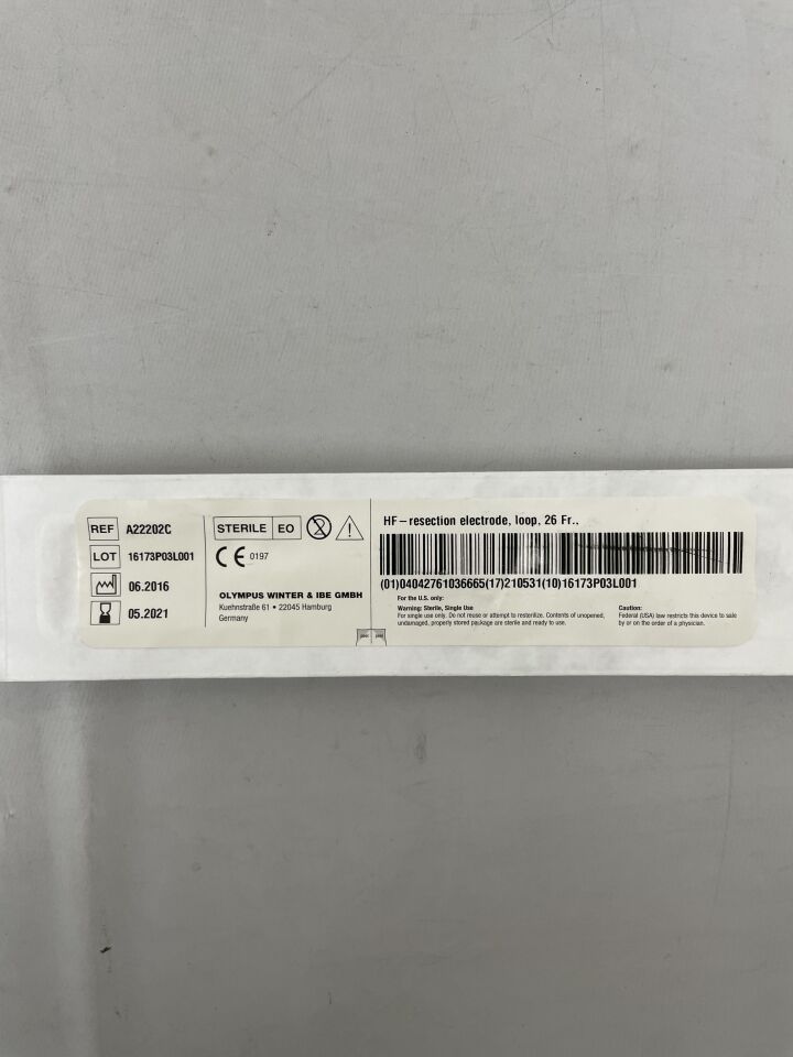 A22202C - OLYMPUS - HF Resection Electrode: Loop, 26F, 12°, 0.35 Wire, () - ( Expiry Date: 2021-05-31 )