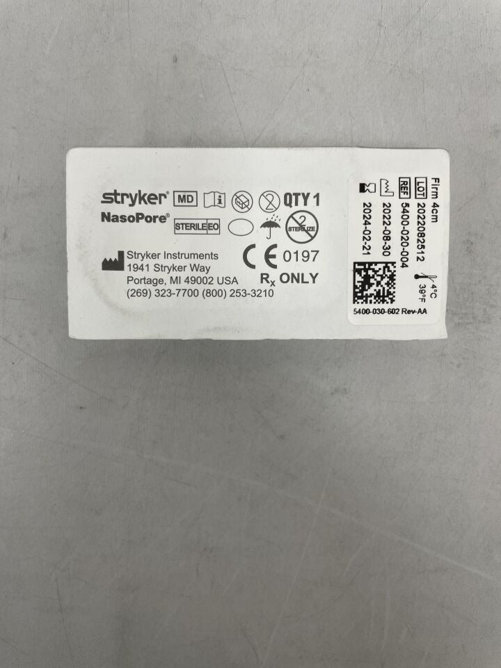 5400-020-004 - STRYKER - Fragmentable Nasal Dressing, 4cm, (EA) - ( Expiry Date: 2024-03-12 )